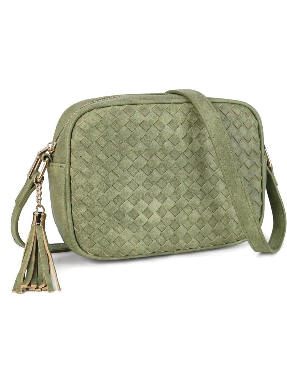 Women's Turquoise Woven Small Boho Purse Vegan Zipper Leather Crossbody Bag